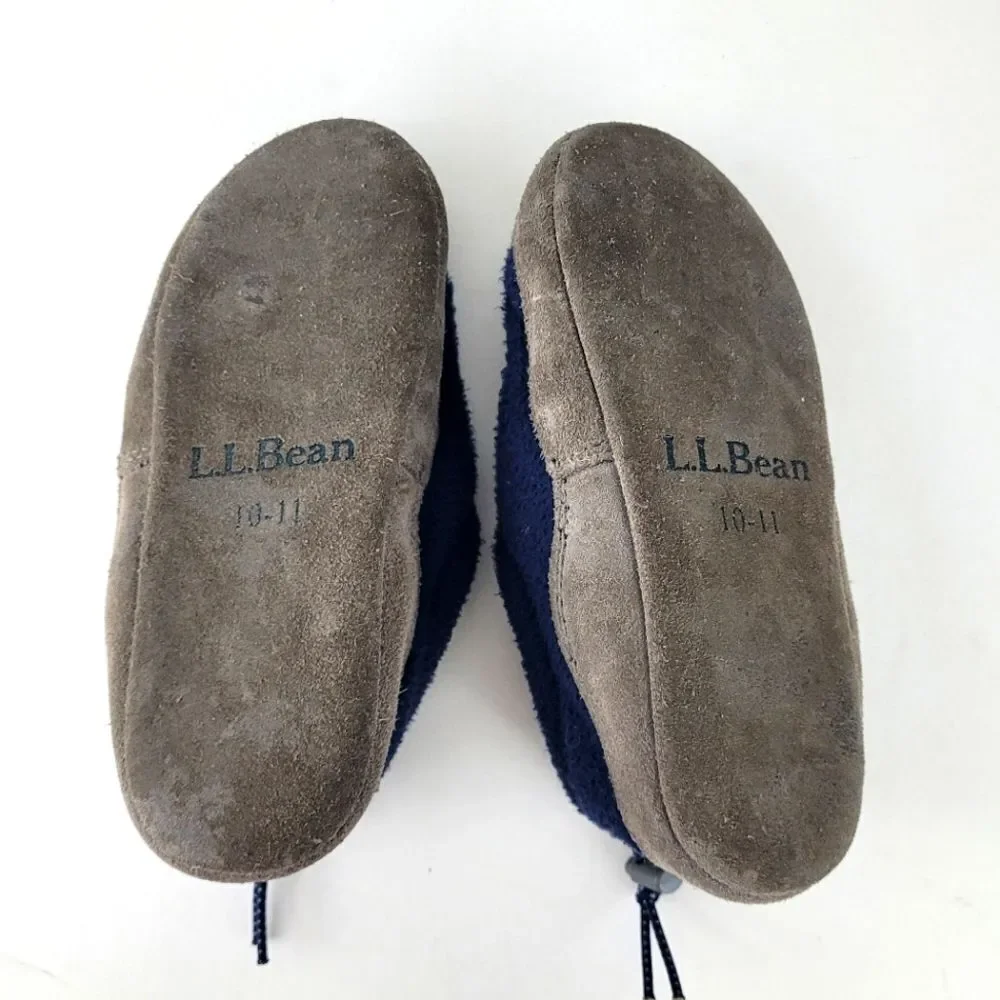 LL BEAN fleece slippers 10/11 little kids